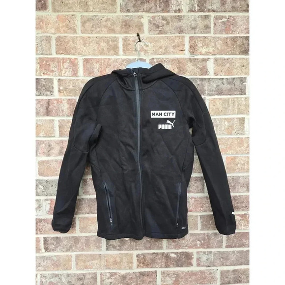 Puma Manchester City Casuals Hoody Jacket - Black NWT Size LY - Picture 4 of 6